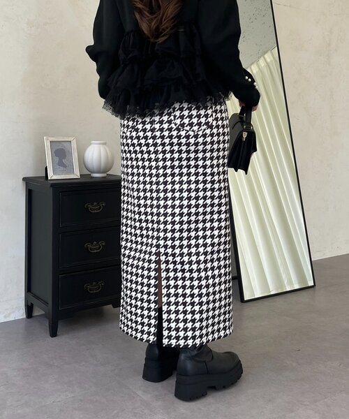 prose verse（プロズヴェール）の「スーパーストレッチ起毛チェックナロースカート（スカート・レディース・ブラック系その他・MEDIUM/PL/PM/LARGE）」の10枚目の写真