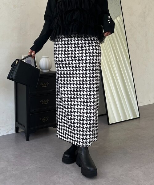 prose verse（プロズヴェール）の「スーパーストレッチ起毛チェックナロースカート（スカート・レディース・ブラック系その他・MEDIUM/PL/PM/LARGE）」の11枚目の写真
