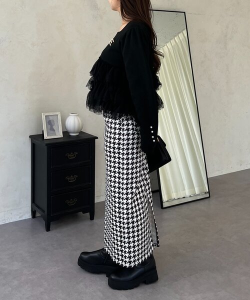 prose verse（プロズヴェール）の「スーパーストレッチ起毛チェックナロースカート（スカート・レディース・ブラック系その他・MEDIUM/PL/PM/LARGE）」の17枚目の写真