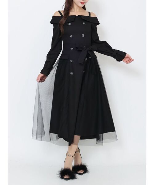 EATME(イートミー)の「トレンチライクオフショルワンピース(ワンピース・レディース・オレンジ/ベージュ/ブラック・SMALL/MEDIUM)」の2枚目の写真