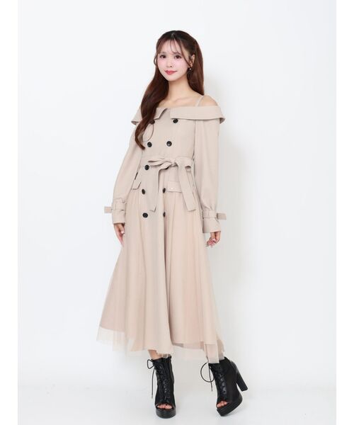 EATME(イートミー)の「トレンチライクオフショルワンピース(ワンピース・レディース・オレンジ/ベージュ/ブラック・SMALL/MEDIUM)」の4枚目の写真