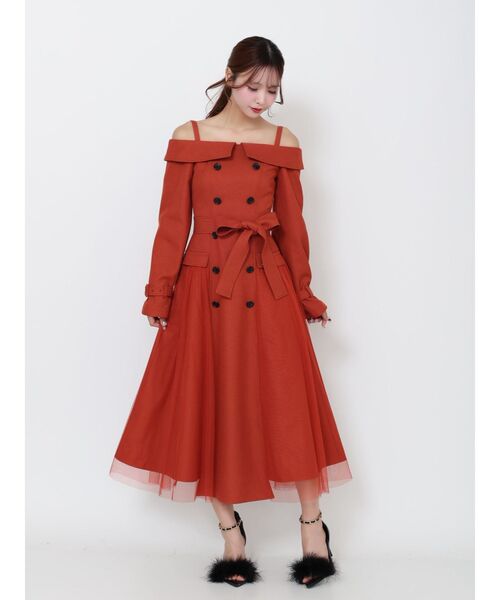 EATME(イートミー)の「トレンチライクオフショルワンピース(ワンピース・レディース・オレンジ/ベージュ/ブラック・SMALL/MEDIUM)」の13枚目の写真