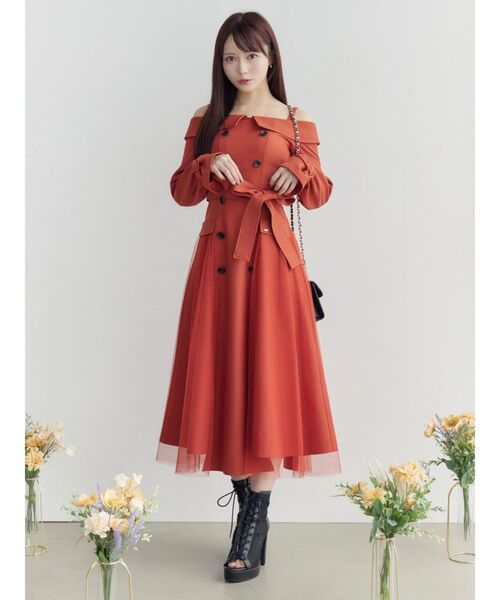EATME(イートミー)の「トレンチライクオフショルワンピース(ワンピース・レディース・オレンジ/ベージュ/ブラック・SMALL/MEDIUM)」の14枚目の写真