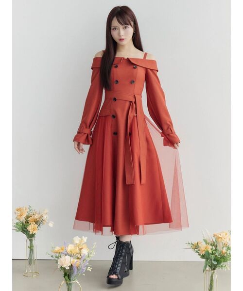 EATME(イートミー)の「トレンチライクオフショルワンピース(ワンピース・レディース・オレンジ/ベージュ/ブラック・SMALL/MEDIUM)」の16枚目の写真