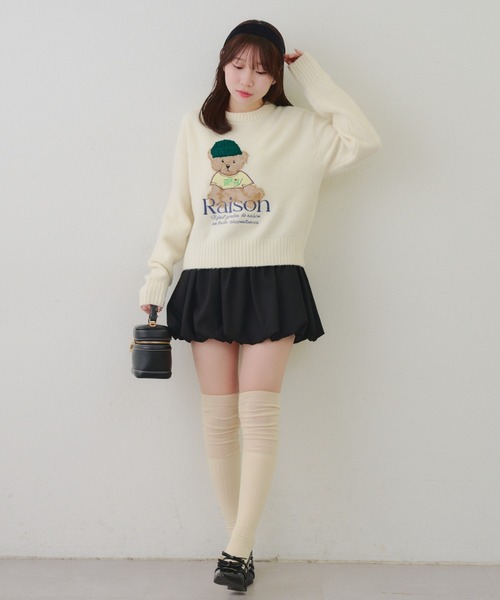 Another Branch olive des olive(アナザーブランチオリーブデオリーブ)の「ニット帽クマプルオーバー(ニット/セーター・レディース・アイボリー/ピンク/チャコールグレー・FREE)」の6枚目の写真