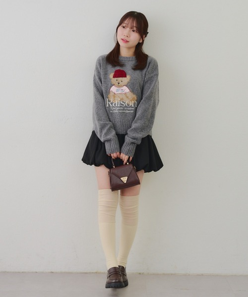 Another Branch olive des olive(アナザーブランチオリーブデオリーブ)の「ニット帽クマプルオーバー(ニット/セーター・レディース・アイボリー/ピンク/チャコールグレー・FREE)」の16枚目の写真