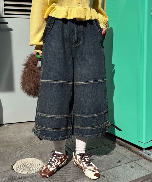 CIAOPANIC（チャオパニック）の「【ANTI WARP /アンチワープ】スウェーデンジョーツ（デニムパンツ・レディース・パープル/インディゴブルー/ブラック・LARGE/MEDIUM）」の3枚目の写真