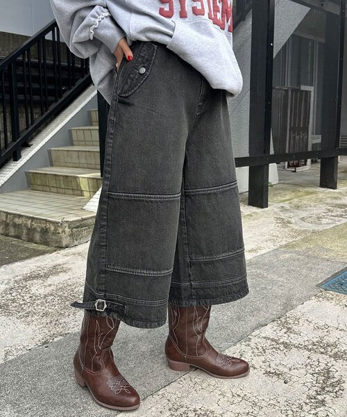 CIAOPANIC（チャオパニック）の「【ANTI WARP /アンチワープ】スウェーデンジョーツ（デニムパンツ・レディース・パープル/インディゴブルー/ブラック・LARGE/MEDIUM）」の5枚目の写真