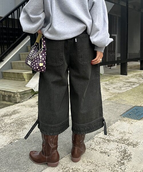 CIAOPANIC（チャオパニック）の「【ANTI WARP /アンチワープ】スウェーデンジョーツ（デニムパンツ・レディース・パープル/インディゴブルー/ブラック・LARGE/MEDIUM）」の6枚目の写真