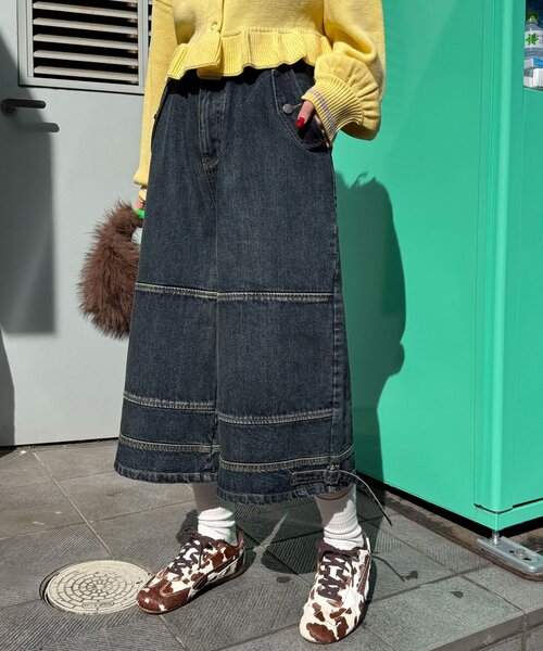 CIAOPANIC（チャオパニック）の「【ANTI WARP /アンチワープ】スウェーデンジョーツ（デニムパンツ・レディース・パープル/インディゴブルー/ブラック・LARGE/MEDIUM）」の9枚目の写真