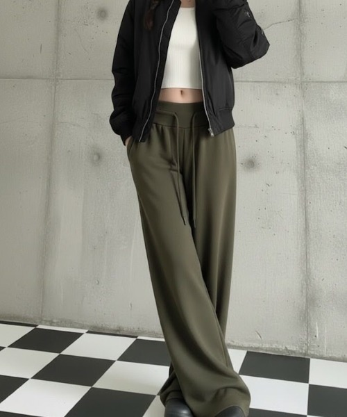 cammie(キャミー)の「ハイウエストワイドスウェットパンツ(スウェットパンツ・レディース・ネイビー/ブラウン/グレー・M/L)」の6枚目の写真