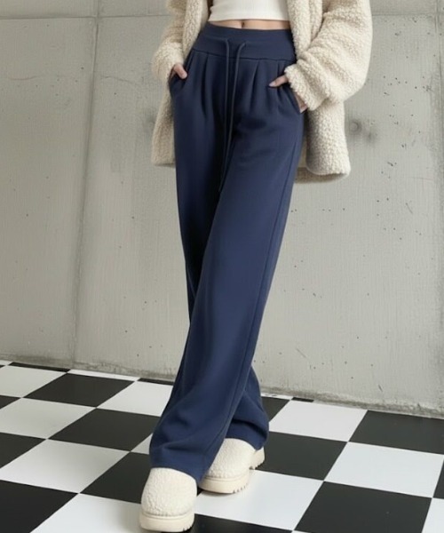 cammie(キャミー)の「ハイウエストワイドスウェットパンツ(スウェットパンツ・レディース・ネイビー/ブラウン/グレー・M/L)」の14枚目の写真
