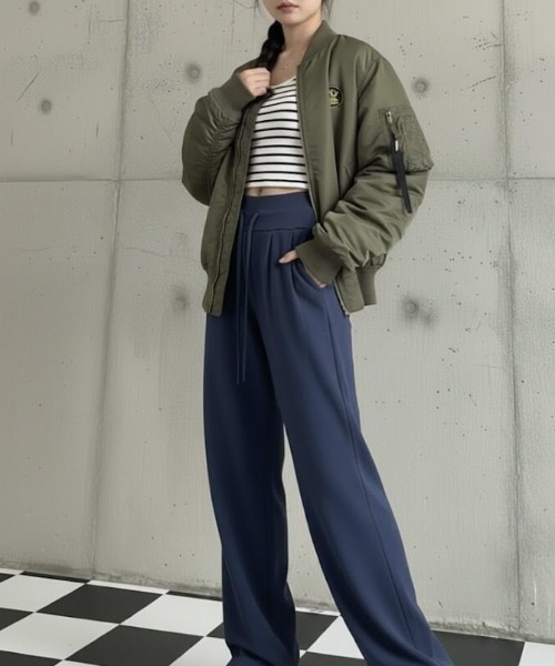 cammie(キャミー)の「ハイウエストワイドスウェットパンツ(スウェットパンツ・レディース・ネイビー/ブラウン/グレー・M/L)」の5枚目の写真