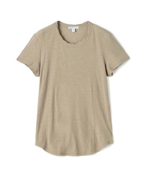 JAMES PERSE(ジェームスパース)の「スラブジャージー クルーネックTシャツ WUA3037(Tシャツ/カットソー・レディース・ベージュ/ネイビー・1/0)」の1枚目の写真