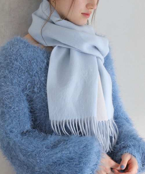 La TOTALITE(ラトータリテ)の「La Totalite カシミヤブレンド Wフェイスマフラー(マフラー・レディース・サックスブルー/チャコールグレー/ピンク/ベージュ・FREE)」の3枚目の写真