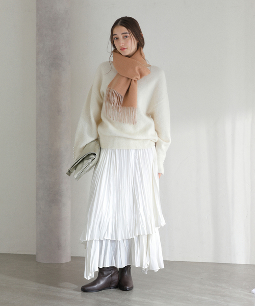 La TOTALITE(ラトータリテ)の「La Totalite カシミヤブレンド Wフェイスマフラー(マフラー・レディース・サックスブルー/チャコールグレー/ピンク/ベージュ・FREE)」の5枚目の写真