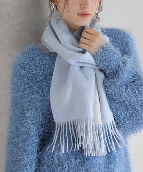 La TOTALITE(ラトータリテ)の「La Totalite カシミヤブレンド Wフェイスマフラー(マフラー・レディース・サックスブルー/チャコールグレー/ピンク/ベージュ・FREE)」の9枚目の写真