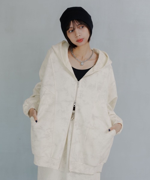 PAGEBOY(ページボーイ)の「ヴィンテージダンボールWZIPパーカー【セットアップ対応】(パーカー・レディース・グレー/オフホワイト/ブラック・FREE)」の5枚目の写真