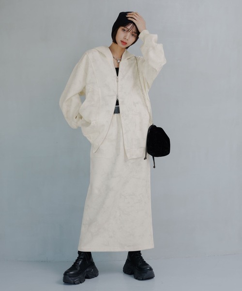 PAGEBOY(ページボーイ)の「ヴィンテージダンボールWZIPパーカー【セットアップ対応】(パーカー・レディース・グレー/オフホワイト/ブラック・FREE)」の9枚目の写真