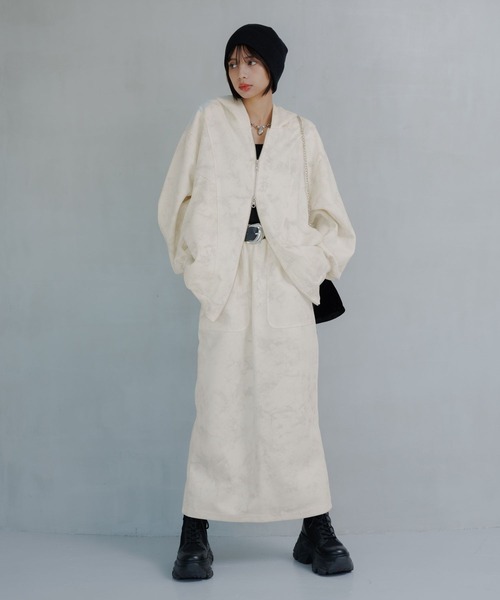 PAGEBOY(ページボーイ)の「ヴィンテージダンボールWZIPパーカー【セットアップ対応】(パーカー・レディース・グレー/オフホワイト/ブラック・FREE)」の8枚目の写真