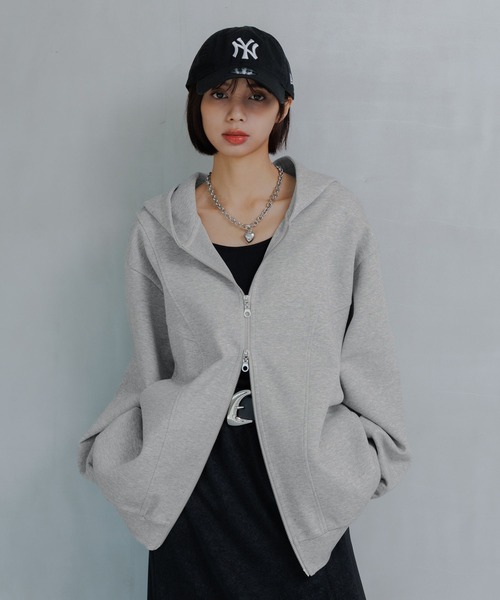 PAGEBOY(ページボーイ)の「ヴィンテージダンボールWZIPパーカー【セットアップ対応】(パーカー・レディース・グレー/オフホワイト/ブラック・FREE)」の17枚目の写真