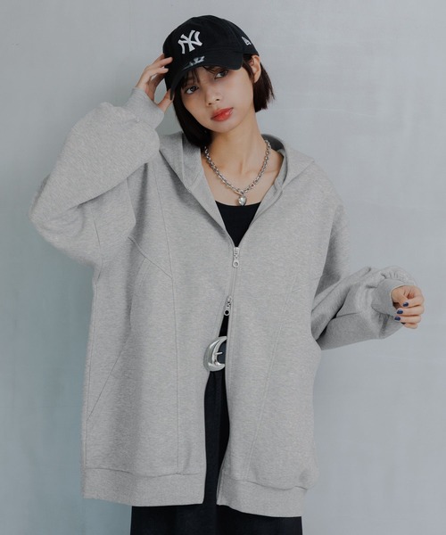 PAGEBOY(ページボーイ)の「ヴィンテージダンボールWZIPパーカー【セットアップ対応】(パーカー・レディース・グレー/オフホワイト/ブラック・FREE)」の16枚目の写真