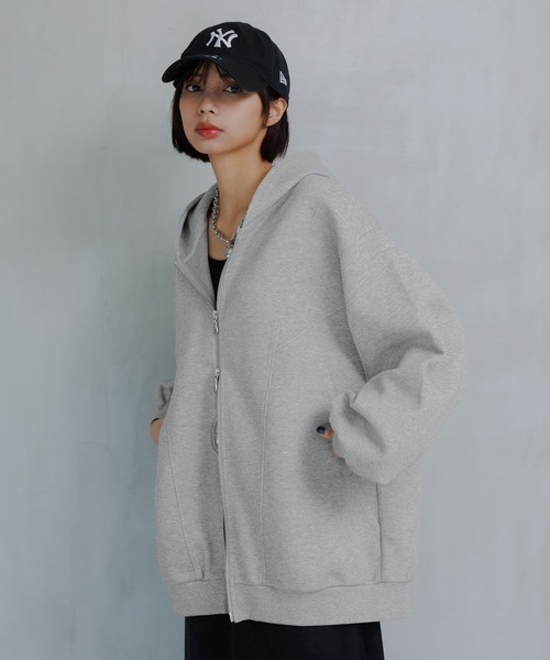 PAGEBOY(ページボーイ)の「ヴィンテージダンボールWZIPパーカー【セットアップ対応】(パーカー・レディース・グレー/オフホワイト/ブラック・FREE)」の15枚目の写真