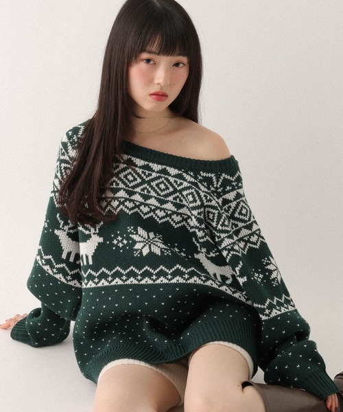 セール】トナカイ柄ノルディックニット 619423（ニット/セーター