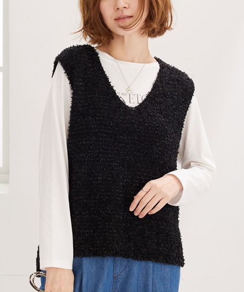 セール】テープヤーンVネックニットベスト（ベスト）｜BELLUNA PLUS