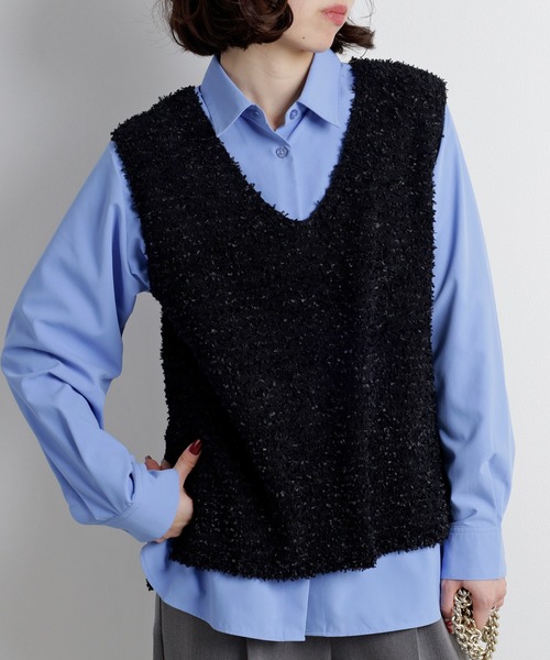 BELLUNA PLUS(ベルーナ)の「テープヤーンVネックニットベスト(ベスト・レディース・ライトグレー/ブラック・MEDIUM/LARGE/X-LARGE)」の20枚目の写真