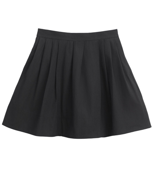 Pintuck flare pocket mini skirt - Ivory