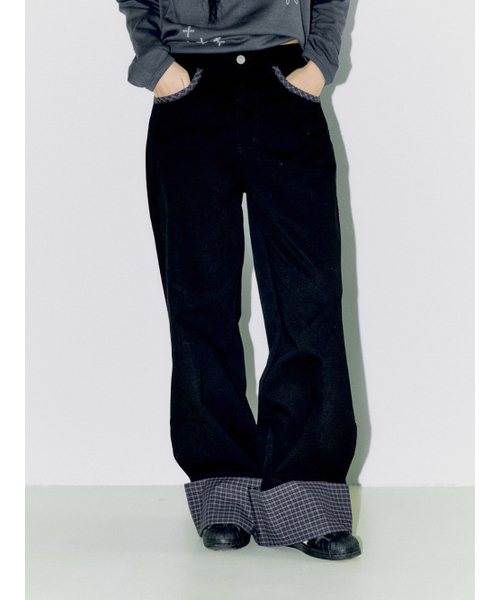 OAFISH(オアフィッシュ)の「CHECK ROLL UP COTTON PANTS, BLACK(その他パンツ・レディース・その他・1/2)」の2枚目の写真