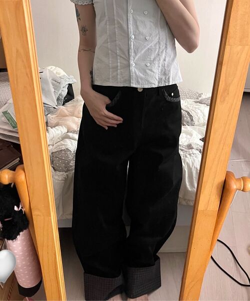 OAFISH(オアフィッシュ)の「CHECK ROLL UP COTTON PANTS, BLACK(その他パンツ・レディース・その他・1/2)」の16枚目の写真