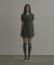 MAU SOLEUM（マウソレウム）の「Jen 半袖スーツ ジャケット ドレス - グレー（ワンピース）」