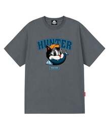 ハンターキャットグラフィックTシャツ - グレー