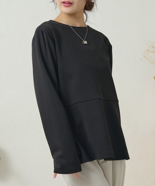 DAYRA(デイラ)の「クルーネック バックボタン ペプラム 長袖 トップス(Tシャツ/カットソー・レディース・ネイビー/ホワイト/ブラック・S/FREE)」の10枚目の写真