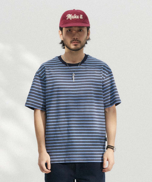 WMC(ダブリューエムシー)の「ストライプラウンド半袖_NAVY(Tシャツ/カットソー・レディース・ネイビー・MEDIUM/LARGE/X-LARGE)」の3枚目の写真