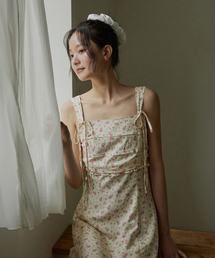 ADAUL（アダウル）の「Flower pattern shirring mini dress - cream（ワンピース）」
