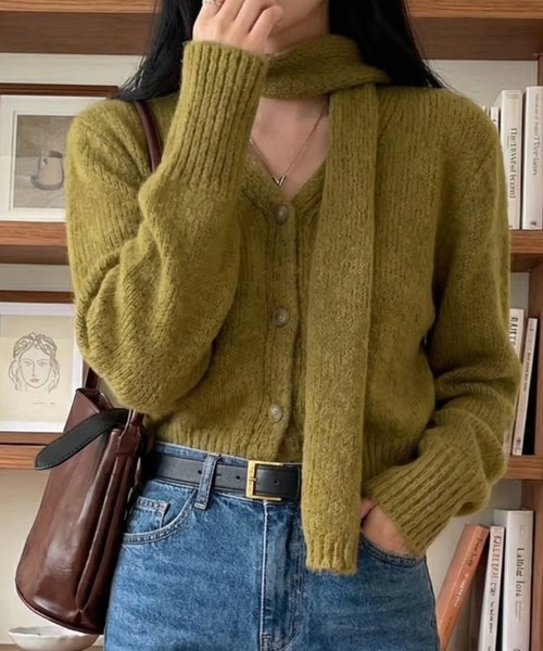 cammie(キャミー)の「ニットカーディガン(カーディガン/ボレロ・レディース・レッド/オリーブ/グレー・F)」の8枚目の写真