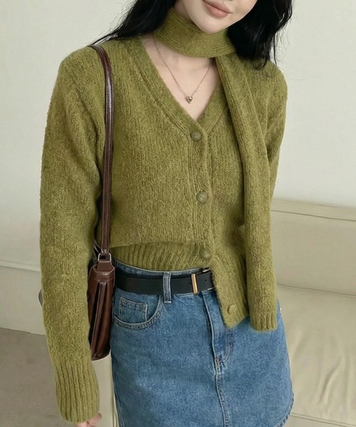 cammie(キャミー)の「ニットカーディガン(カーディガン/ボレロ・レディース・レッド/オリーブ/グレー・F)」の9枚目の写真