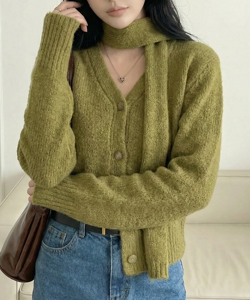 cammie(キャミー)の「ニットカーディガン(カーディガン/ボレロ・レディース・レッド/オリーブ/グレー・F)」の10枚目の写真