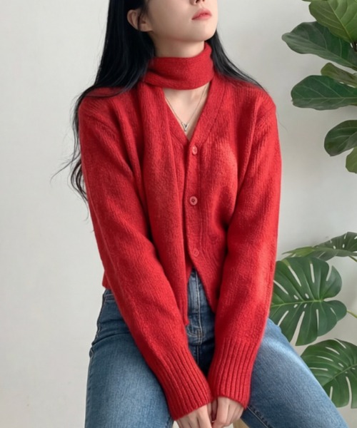 cammie(キャミー)の「ニットカーディガン(カーディガン/ボレロ・レディース・レッド/オリーブ/グレー・F)」の15枚目の写真