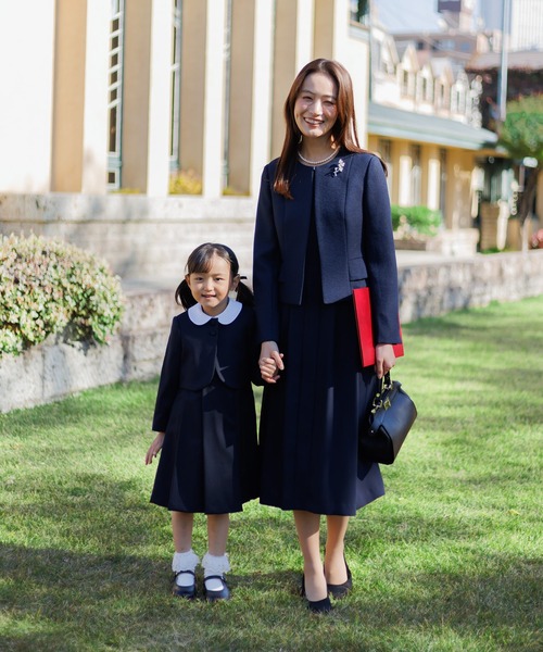 【WEB限定】【洗える】ノーカラージャケット＆フレアワンピース セットアップスーツ