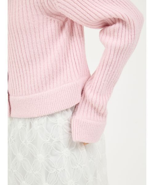 emmi（エミ）の「ブラッシュドアンサンブルニット（カーディガン/ボレロ・レディース・ライム/ピンク/オフホワイト・F）」の8枚目の写真