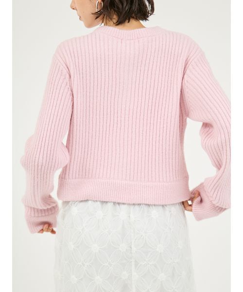 emmi（エミ）の「ブラッシュドアンサンブルニット（カーディガン/ボレロ・レディース・ライム/ピンク/オフホワイト・F）」の11枚目の写真
