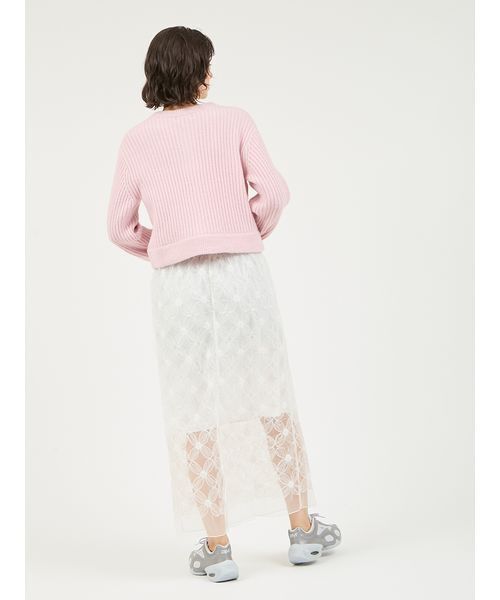 emmi（エミ）の「ブラッシュドアンサンブルニット（カーディガン/ボレロ・レディース・ライム/ピンク/オフホワイト・F）」の16枚目の写真