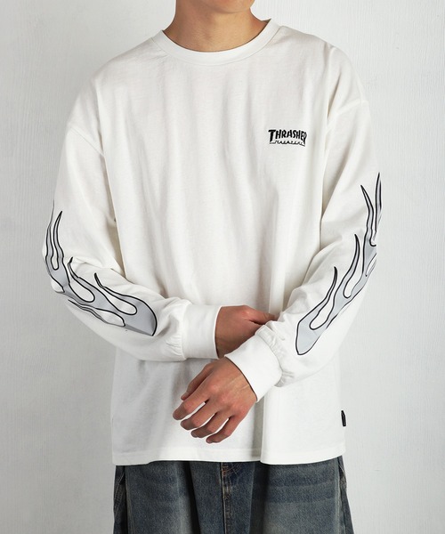 THRASHER スラッシャー ワンポイント刺繍 袖ロゴプリント ロンT（T