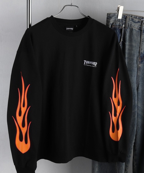WEST ロンT Tシャツセット THRASHER スラッシャー ワンポイント刺繍 袖ロゴプリント ロンT（T