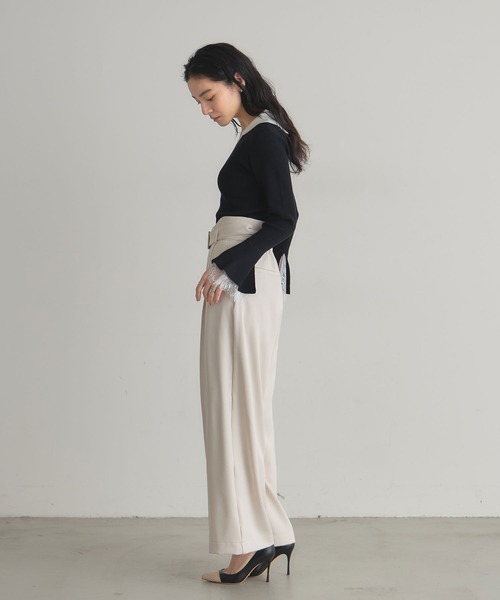 &. NOSTALGIA（アンドドットノスタルジア）の「カーブウエストパンツ（その他パンツ・レディース・アイボリー/ブラック・M）」の5枚目の写真