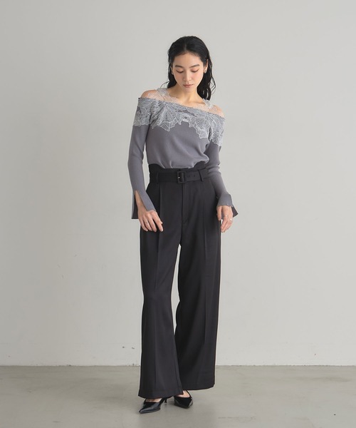 &. NOSTALGIA（アンドドットノスタルジア）の「カーブウエストパンツ（その他パンツ・レディース・アイボリー/ブラック・M）」の9枚目の写真